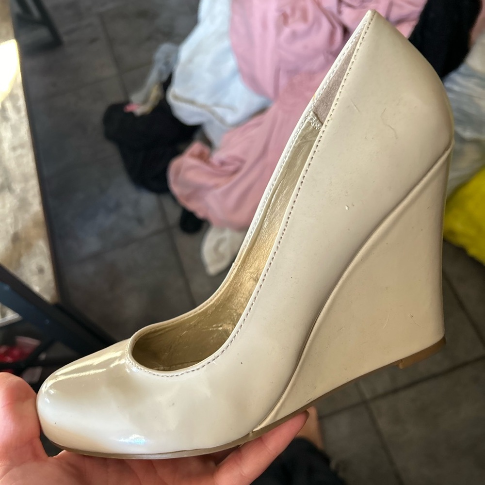 Elegant Cream Wedge Heels